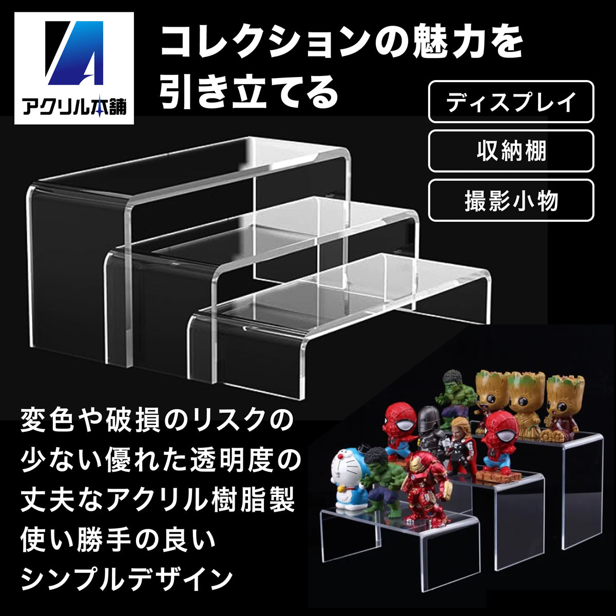 アクリル本舗 展示台 Mサイズ Lサイズ 3個セット