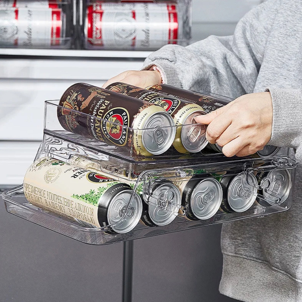 アクリル本舗 缶ストッカー 350ml 500ml 缶収納ラック 缶ビールホルダー ジュース収納ラック 二重仕上げ 缶ホルダー ビールケース 冷蔵庫 収納