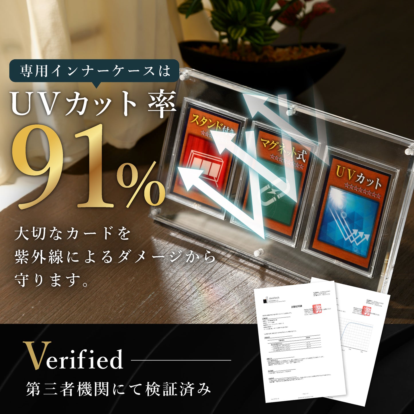 【厚さ1.8㎝の高級仕様】UVカット マグネット式 スクリューダウン 3連